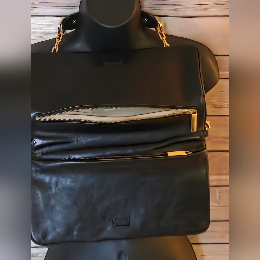 TORY BURCH Black Leather Shoulder/Clutch Bag EUC - Picture 12 of 16